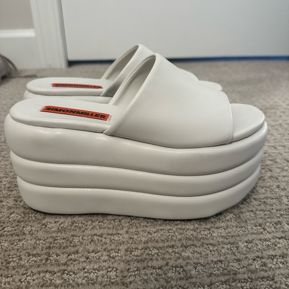Simon Miller White Puffed Blackout Platform Slide Sandals - Picture 3 of 4